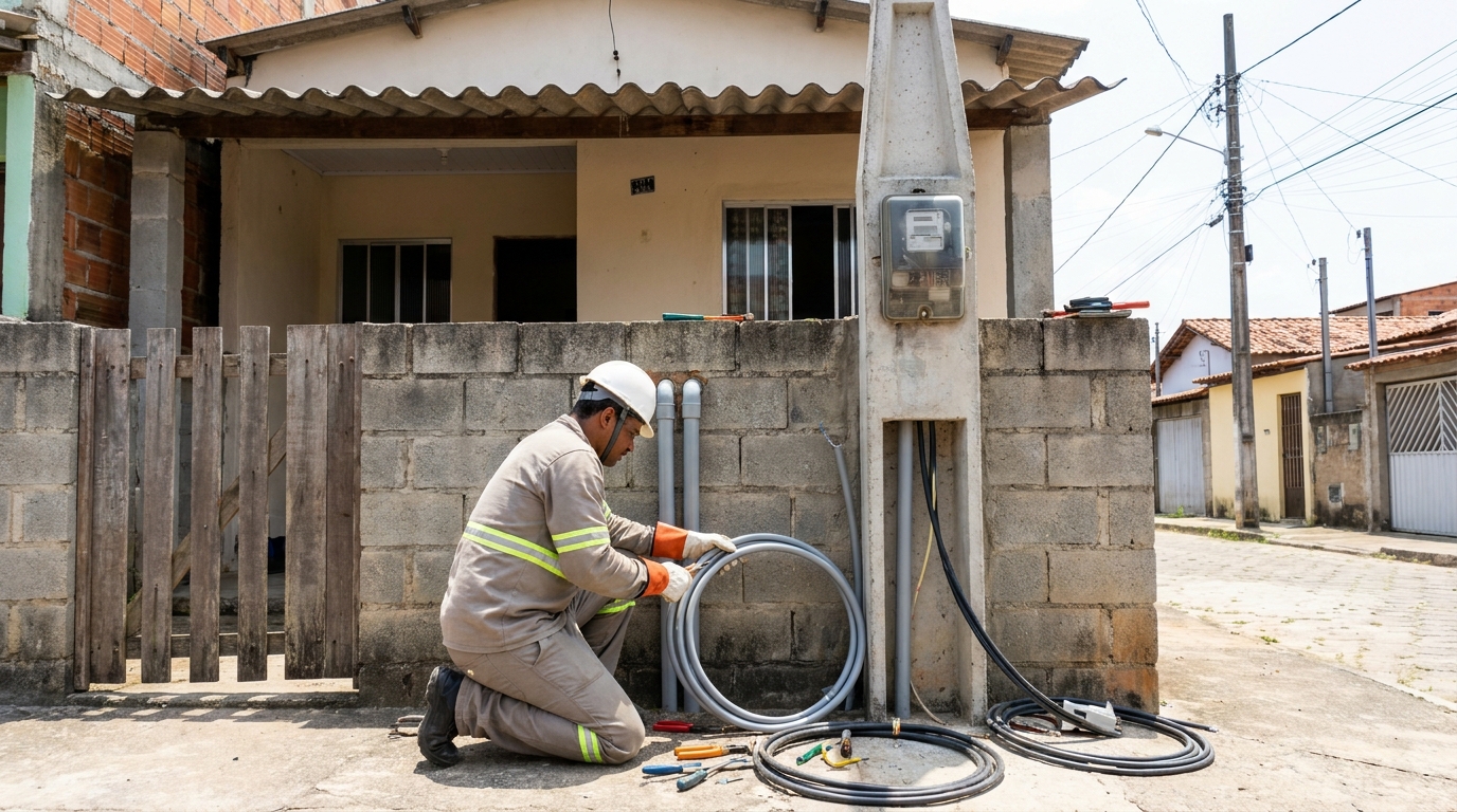 Instalação de Poste Padrão no Samapi, Teresina‑PI